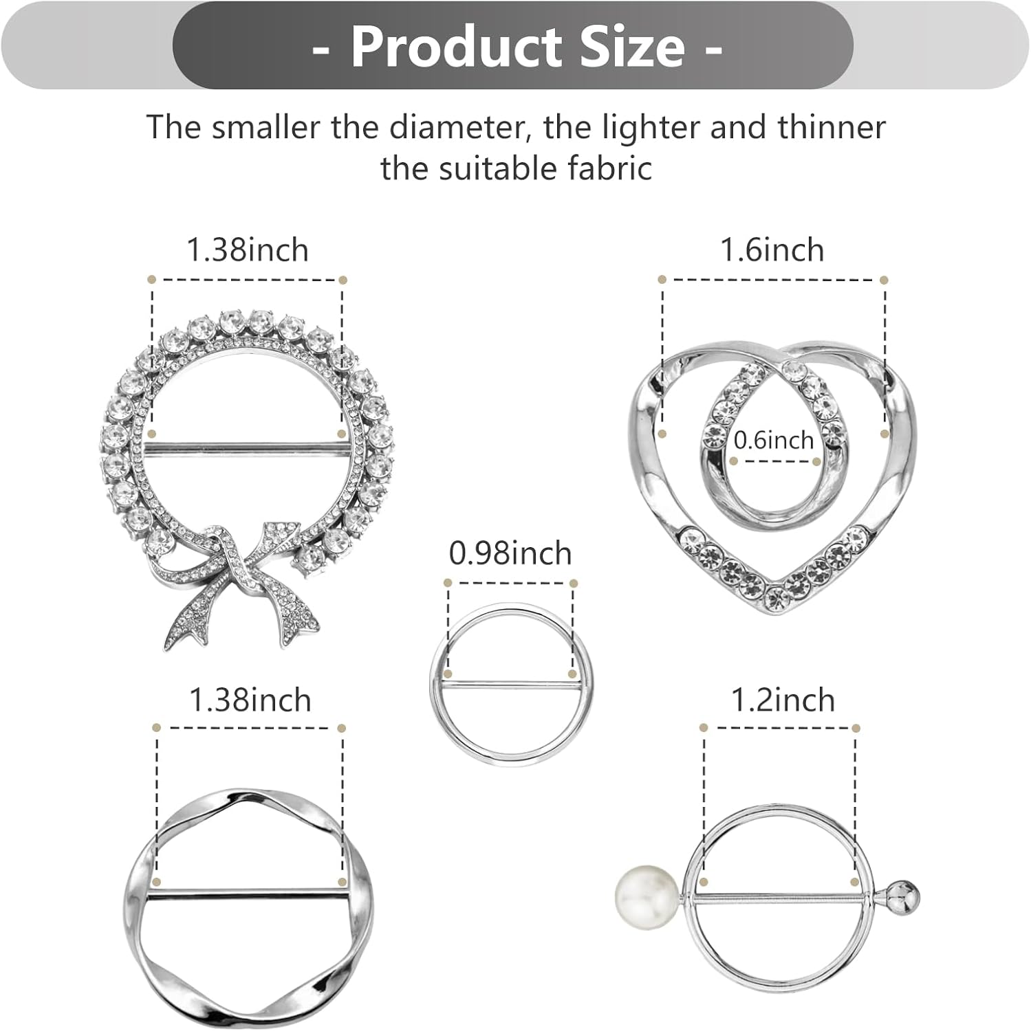 5 Pcs Scarf Ring and Slides T Shirt Tie Clips for Women Clothing Tops Side Waist Tightener Cincher Knot Holder