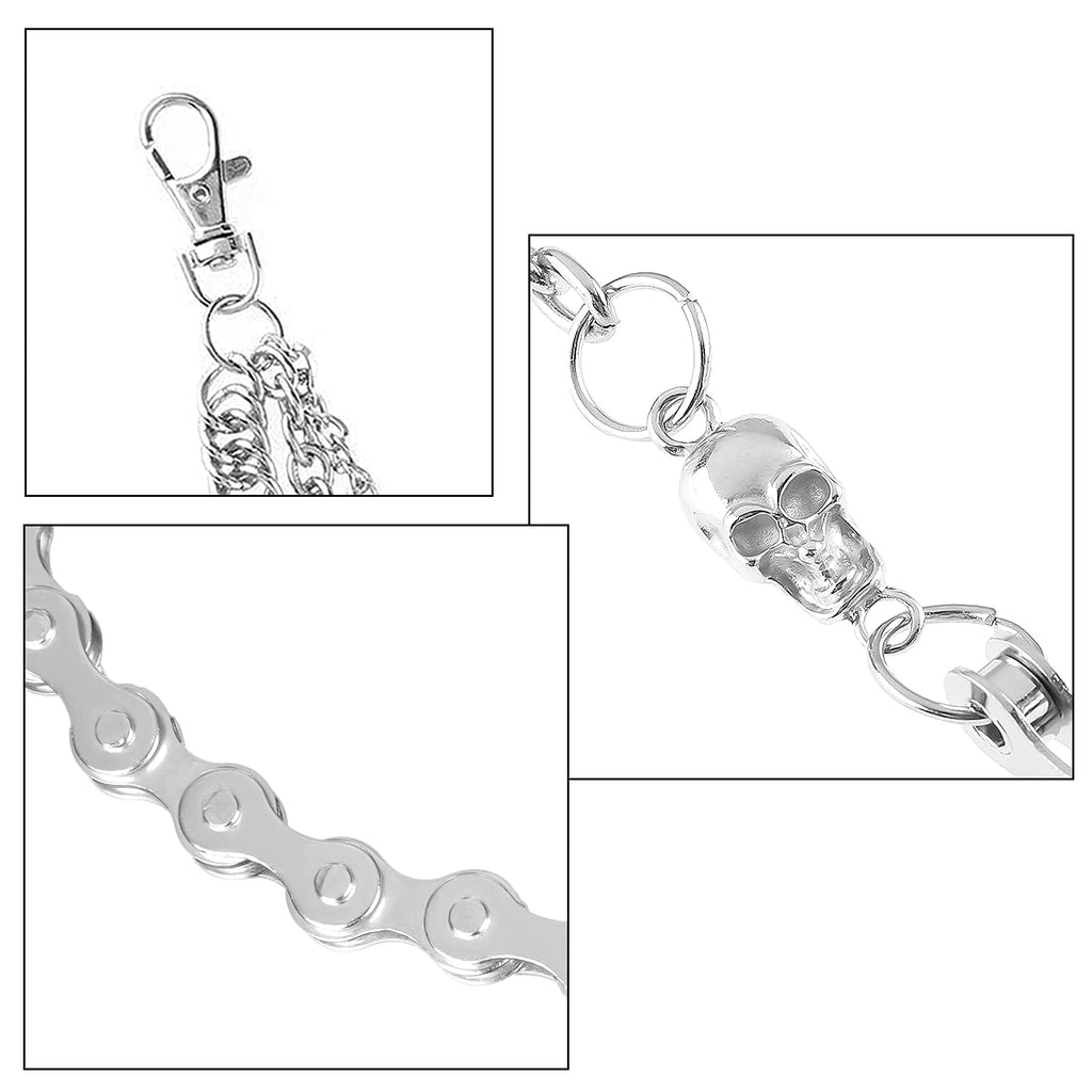 Pants Chain for Men Women,Biker Skull Chain Wallet,Long Cool EMO Punk Trousers Pocket Belt Key Chains for Hip Hop Rock Jean Gothic
