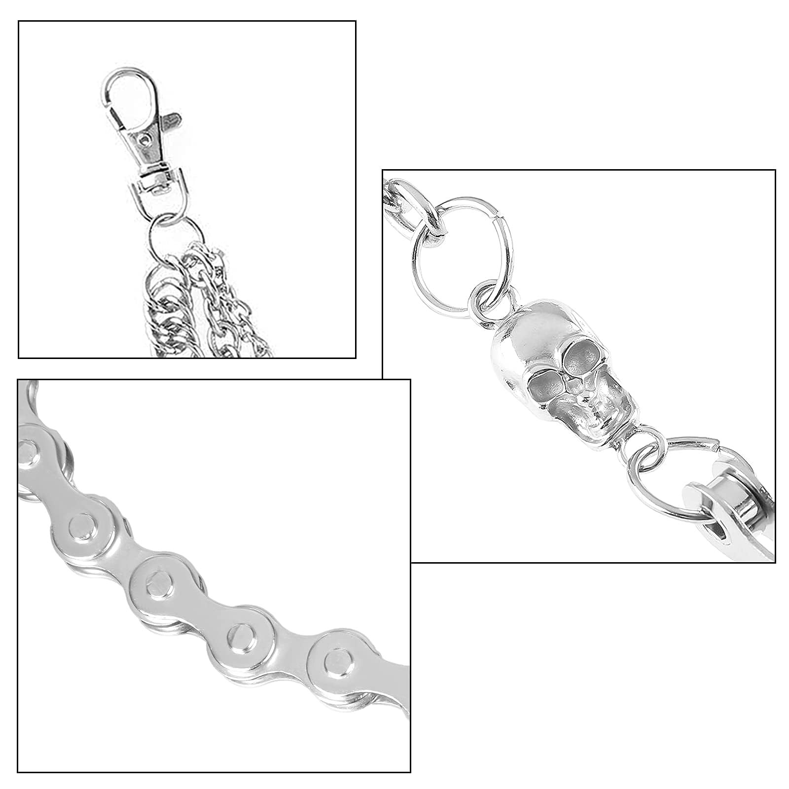 Pants Chain for Men Women,Biker Skull Chain Wallet,Long Cool EMO Punk Trousers Pocket Belt Key Chains for Hip Hop Rock Jean Gothic
