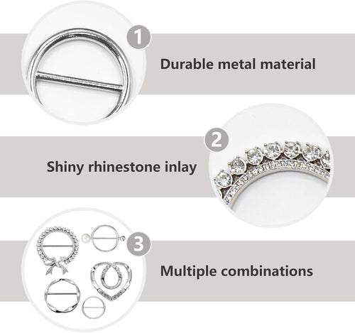 5 Pcs Scarf Ring and Slides T Shirt Tie Clips for Women Clothing Tops Side Waist Tightener Cincher Knot Holder
