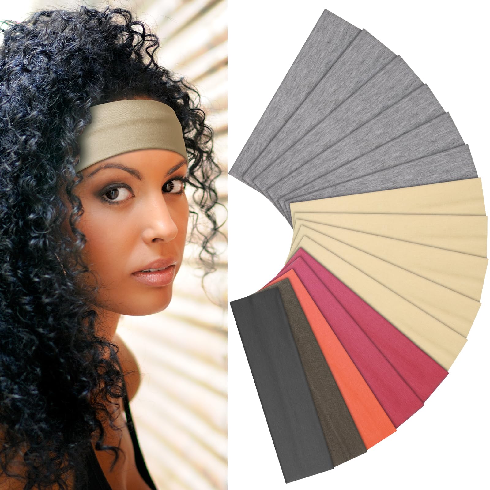 Headbands for Women – 16Pcs Cotton Cloth Headbands for Women's Hair Accessories, Non-Slip Sports Headband Bands & Hair Ties, Soft Fabric for Yoga, Running, Workout