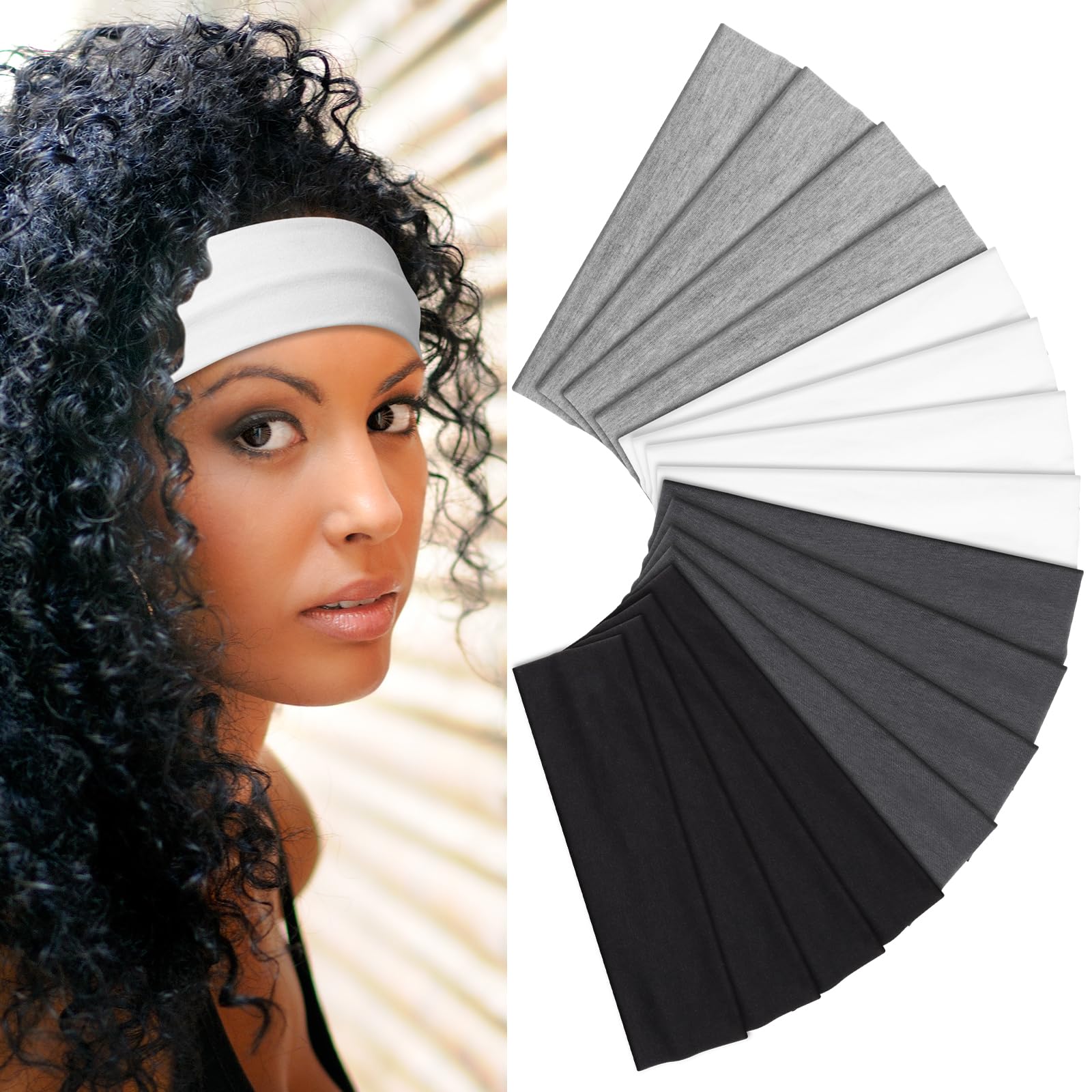 Headbands for Women – 16Pcs Cotton Cloth Headbands for Women's Hair Accessories, Non-Slip Sports Headband Bands & Hair Ties, Soft Fabric for Yoga, Running, Workout