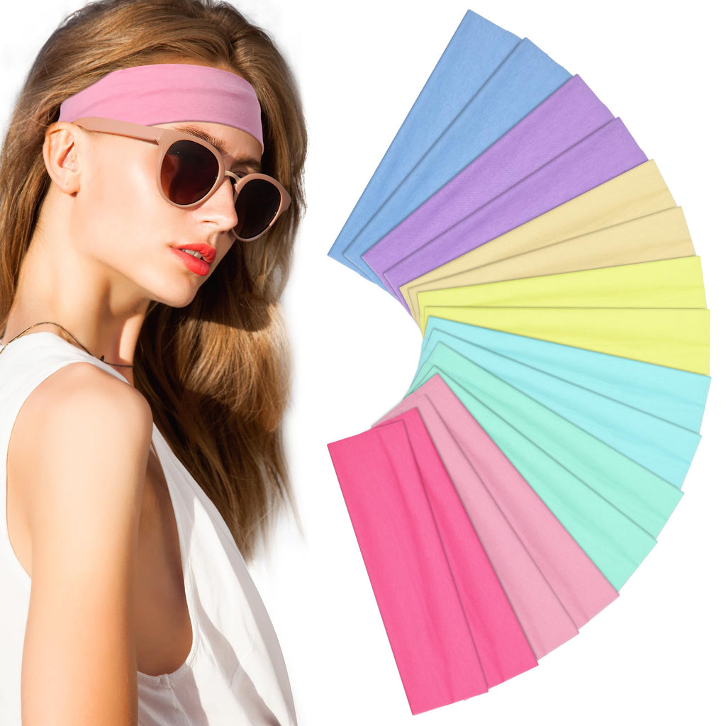 Headbands for Women – 16Pcs Cotton Cloth Headbands for Women's Hair Accessories, Non-Slip Sports Headband Bands & Hair Ties, Soft Fabric for Yoga, Running, Workout