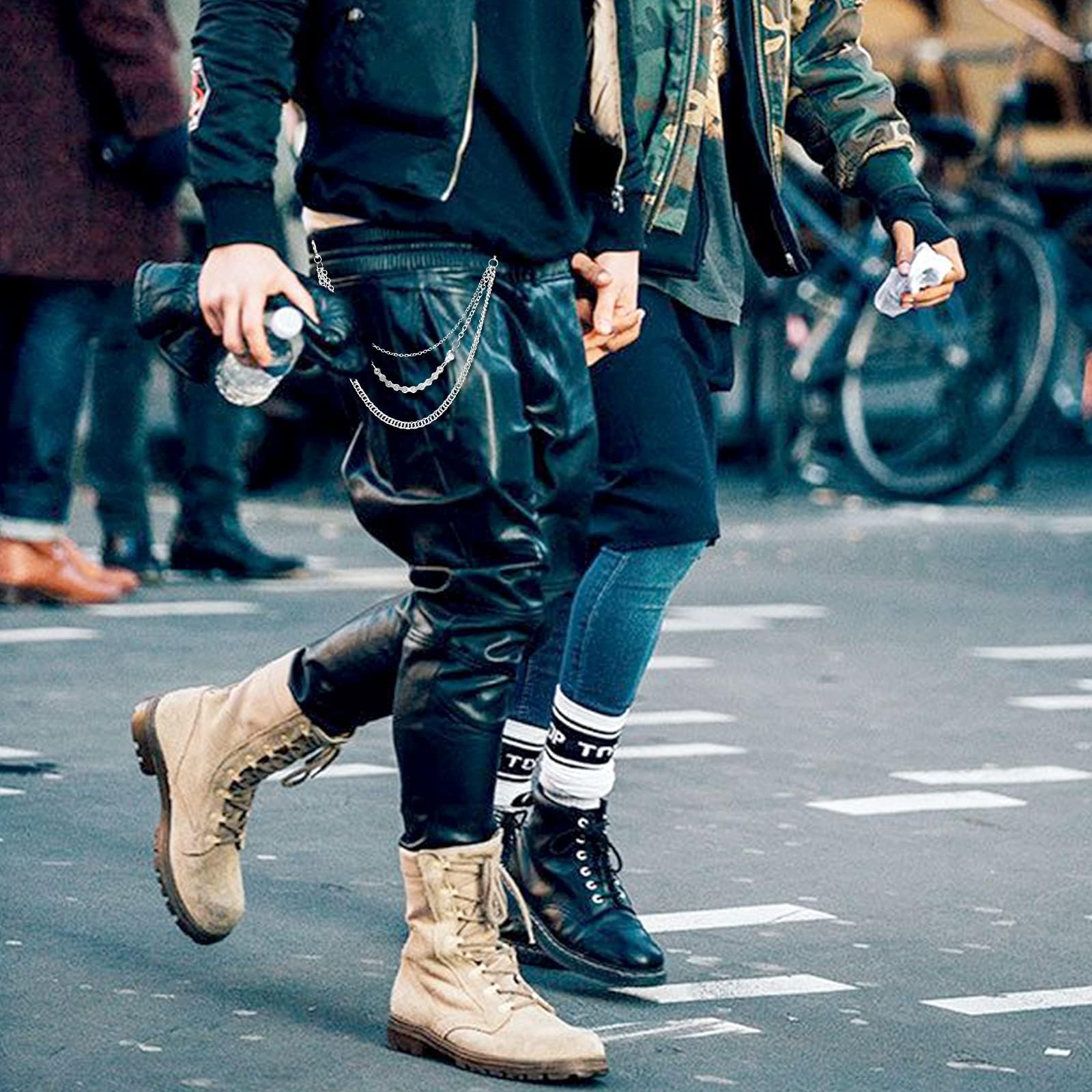 Pants Chain for Men Women,Biker Skull Chain Wallet,Long Cool EMO Punk Trousers Pocket Belt Key Chains for Hip Hop Rock Jean Gothic