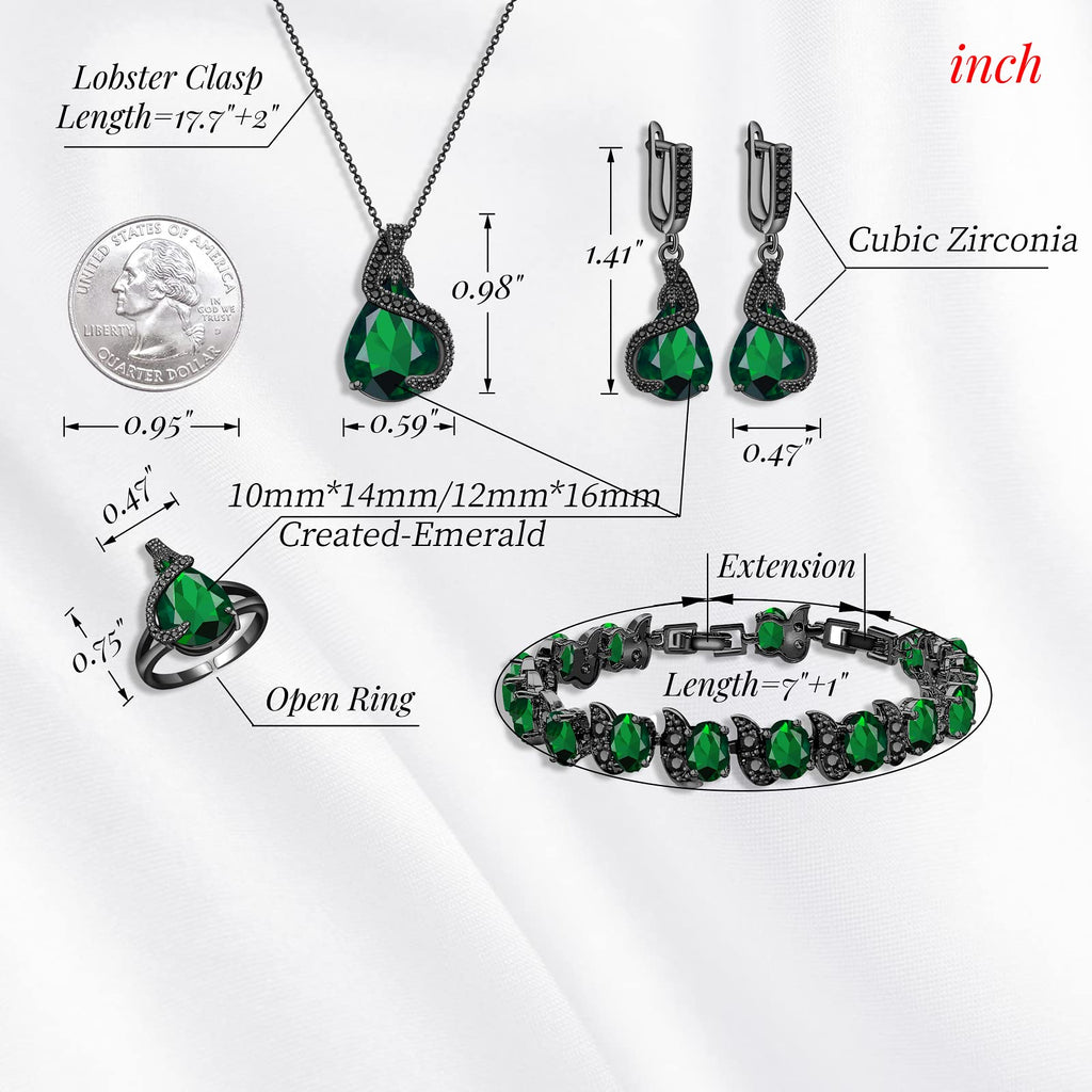 GZWHD Jewelry Set for Women Water Drop Cubic Zirconia Artificial Crystal Earrings Pendant Necklace Open Ring Tennis Bracelet Wedding Anniversary Birthday Engagement Gift for Bridesmaid Wife Girlfriend Friend