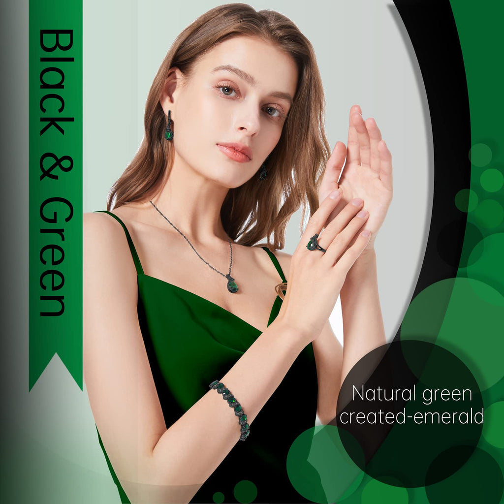 GZWHD Jewelry Set for Women Water Drop Cubic Zirconia Artificial Crystal Earrings Pendant Necklace Open Ring Tennis Bracelet Wedding Anniversary Birthday Engagement Gift for Bridesmaid Wife Girlfriend Friend