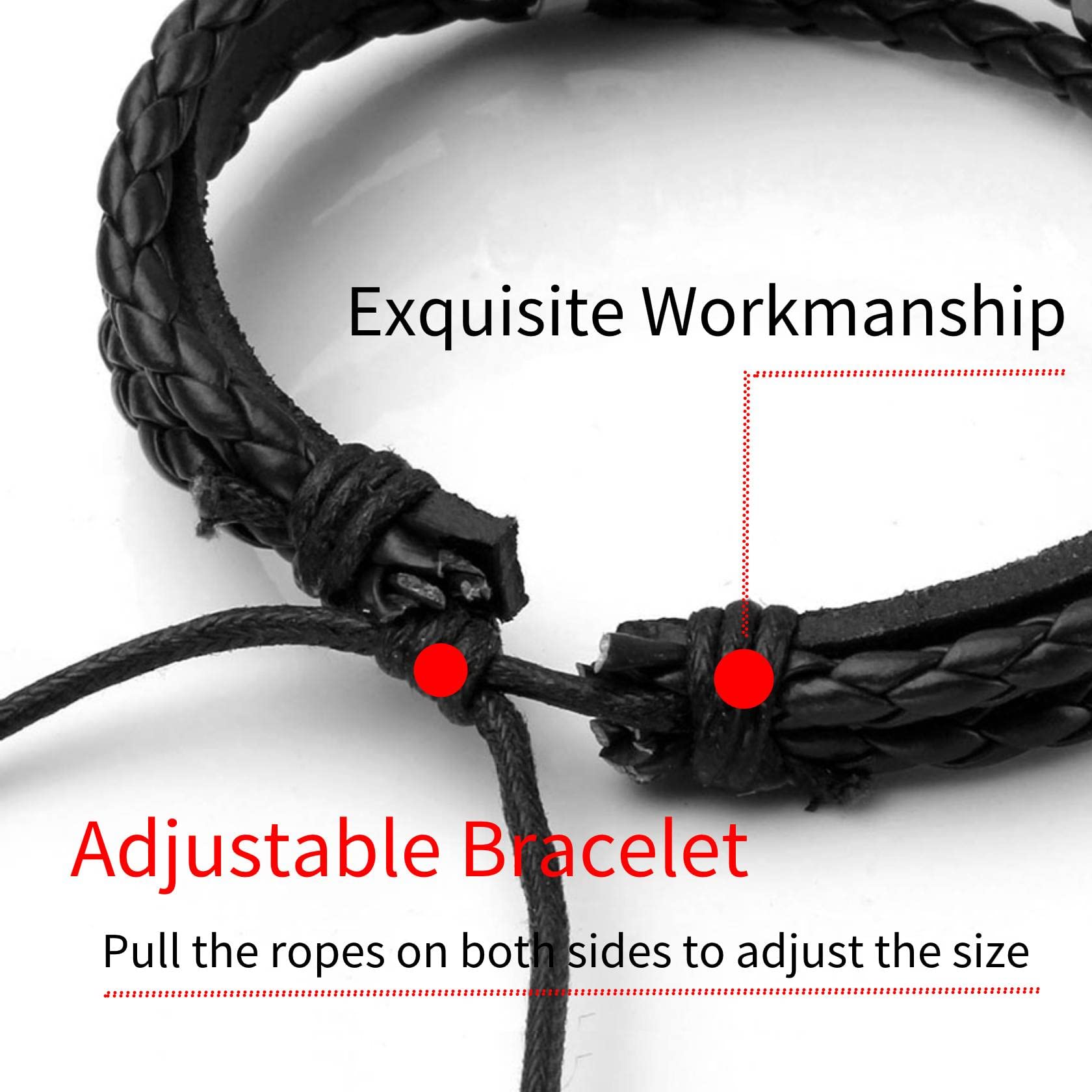 MILAKOO 6Pcs Punk Leather Bracelets for Women Men Braided PU Wristband Skull Skeleton Accessories