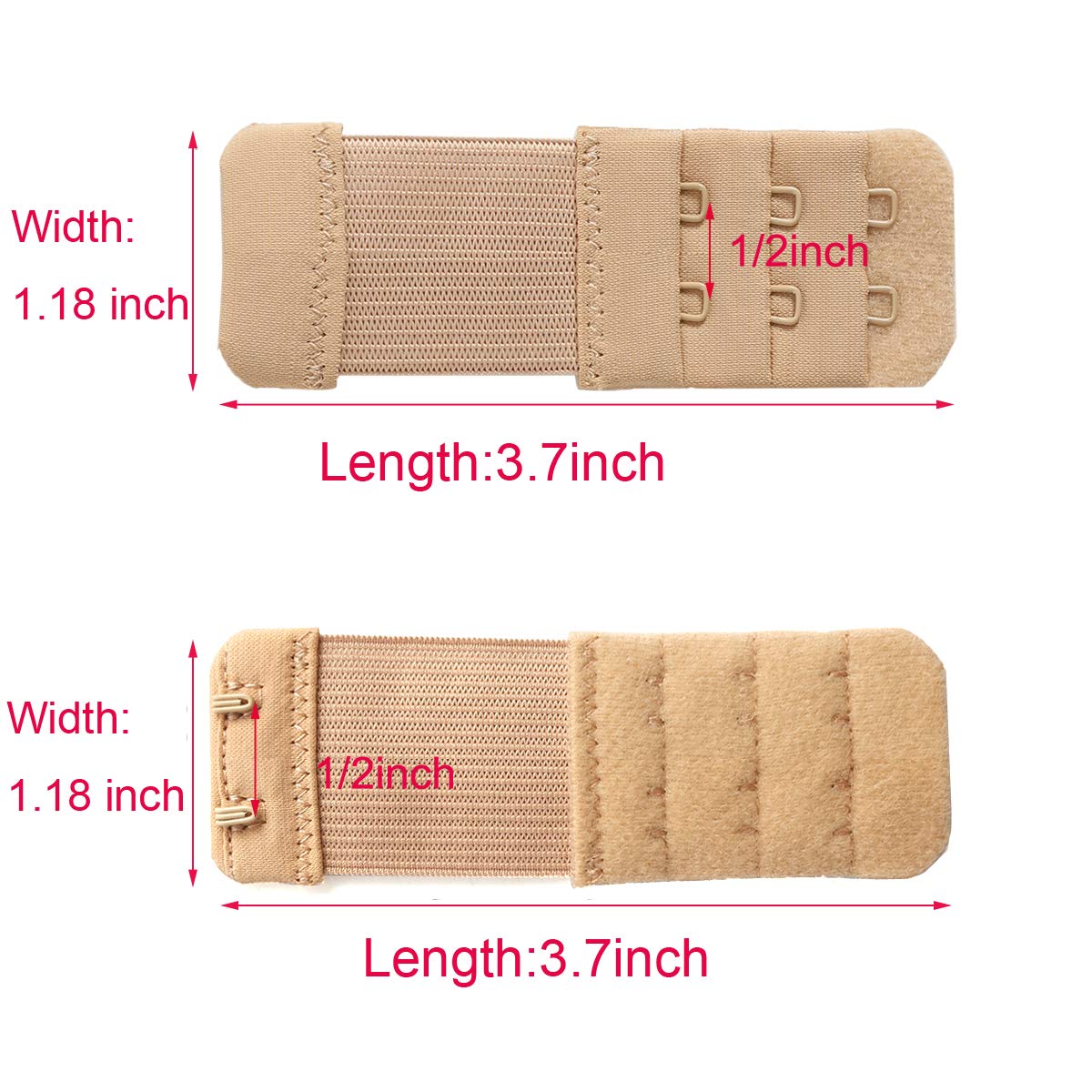 SAMGU Women's Bra Extenders 2 Hook / 3 Hook / 4 Hook / 5 Hook / 6 Hook, Soft Stretchy Back Bra Extension Strap