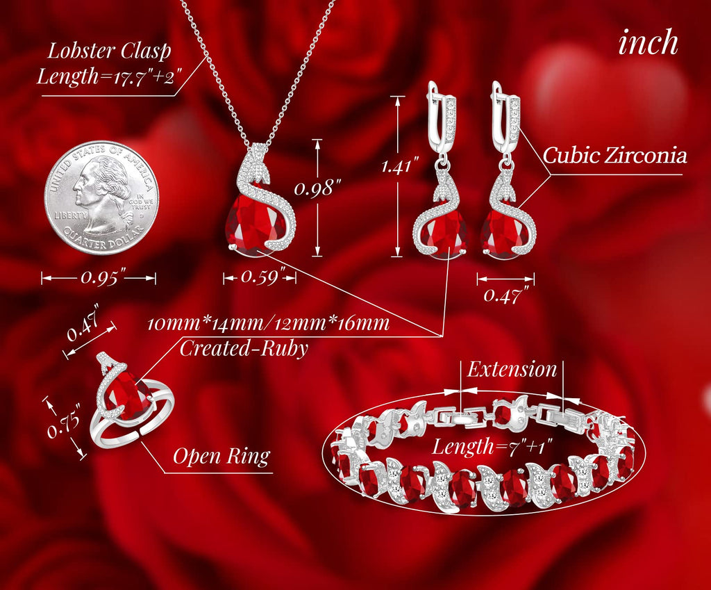 GZWHD Jewelry Set for Women Water Drop Cubic Zirconia Artificial Crystal Earrings Pendant Necklace Open Ring Tennis Bracelet Wedding Anniversary Birthday Engagement Gift for Bridesmaid Wife Girlfriend Friend