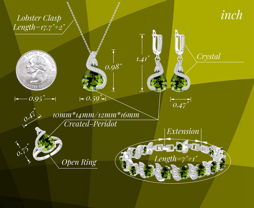 GZWHD Jewelry Set for Women Water Drop Cubic Zirconia Artificial Crystal Earrings Pendant Necklace Open Ring Tennis Bracelet Wedding Anniversary Birthday Engagement Gift for Bridesmaid Wife Girlfriend Friend