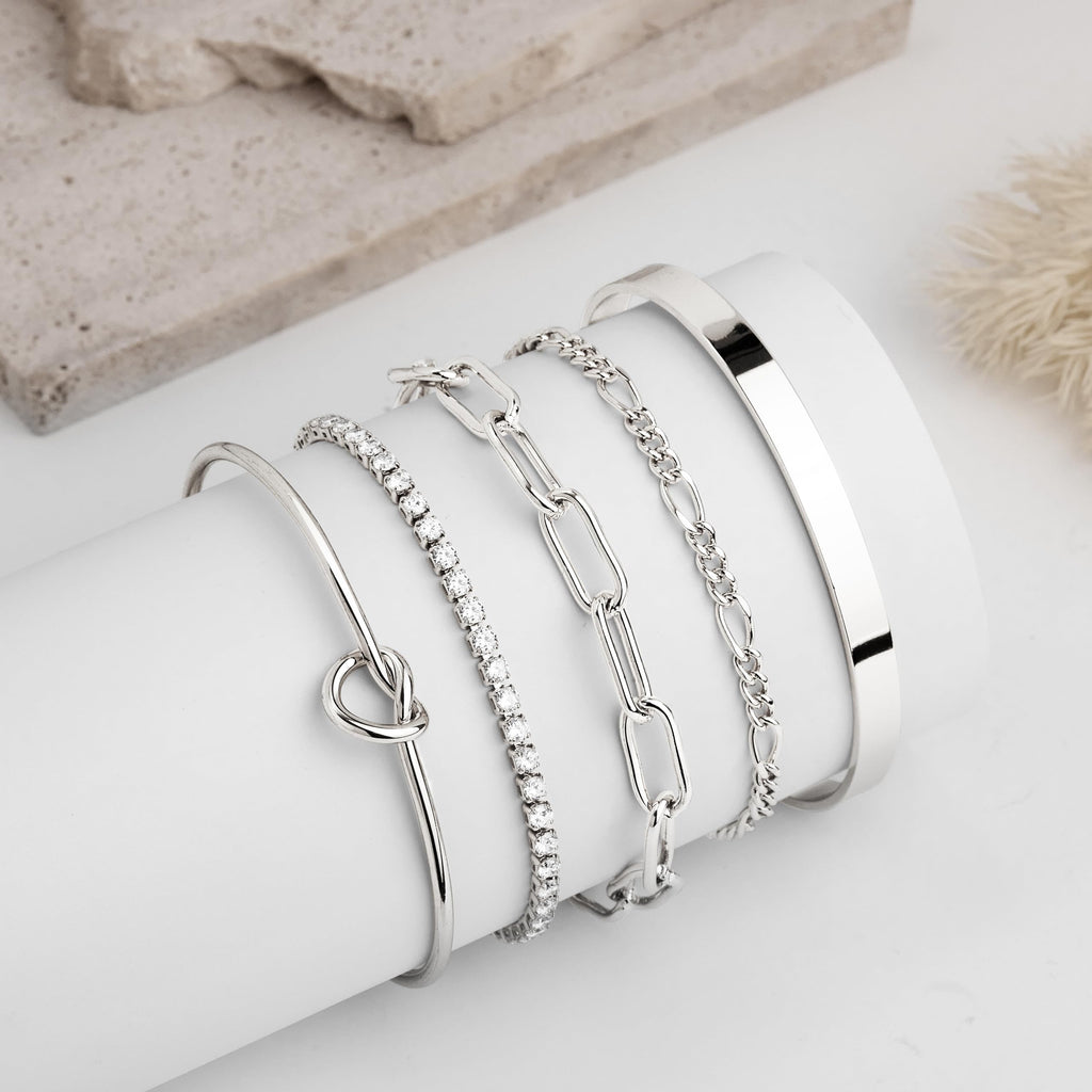 Gold Bracelets for Women Non Tarnish, 14K Gold Plated Chunky Cuff Bracelet Gold Bangles Bracelet for Women Trendy Tie Knot Cuban Rope Paperclip Beaded Bracelet Stack Jewelry Gifts