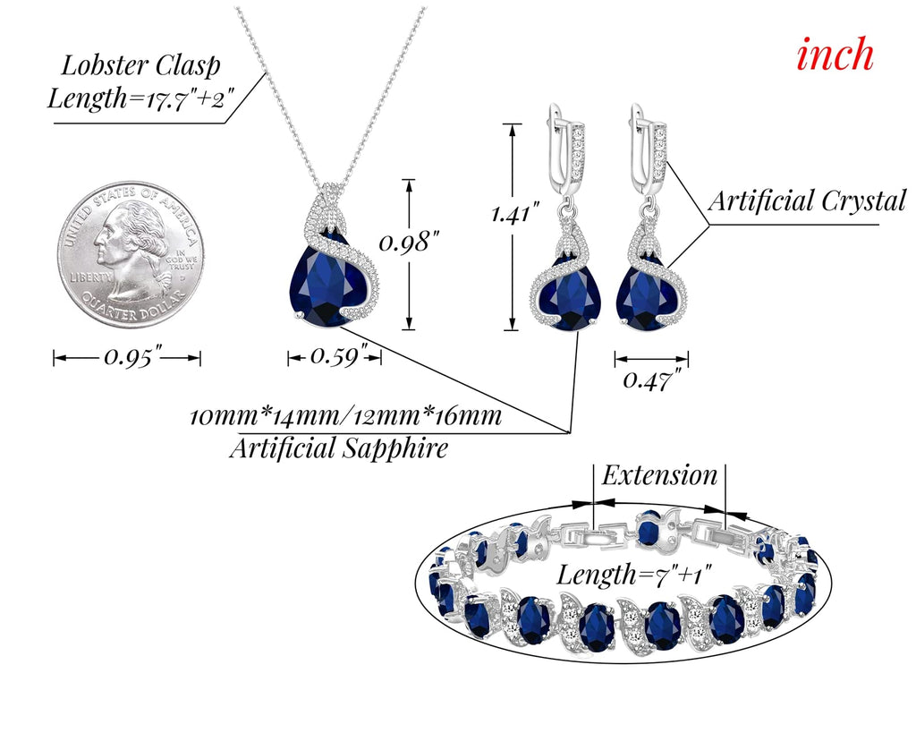 GZWHD Jewelry Set for Women Water Drop Cubic Zirconia Artificial Crystal Earrings Pendant Necklace Open Ring Tennis Bracelet Wedding Anniversary Birthday Engagement Gift for Bridesmaid Wife Girlfriend Friend