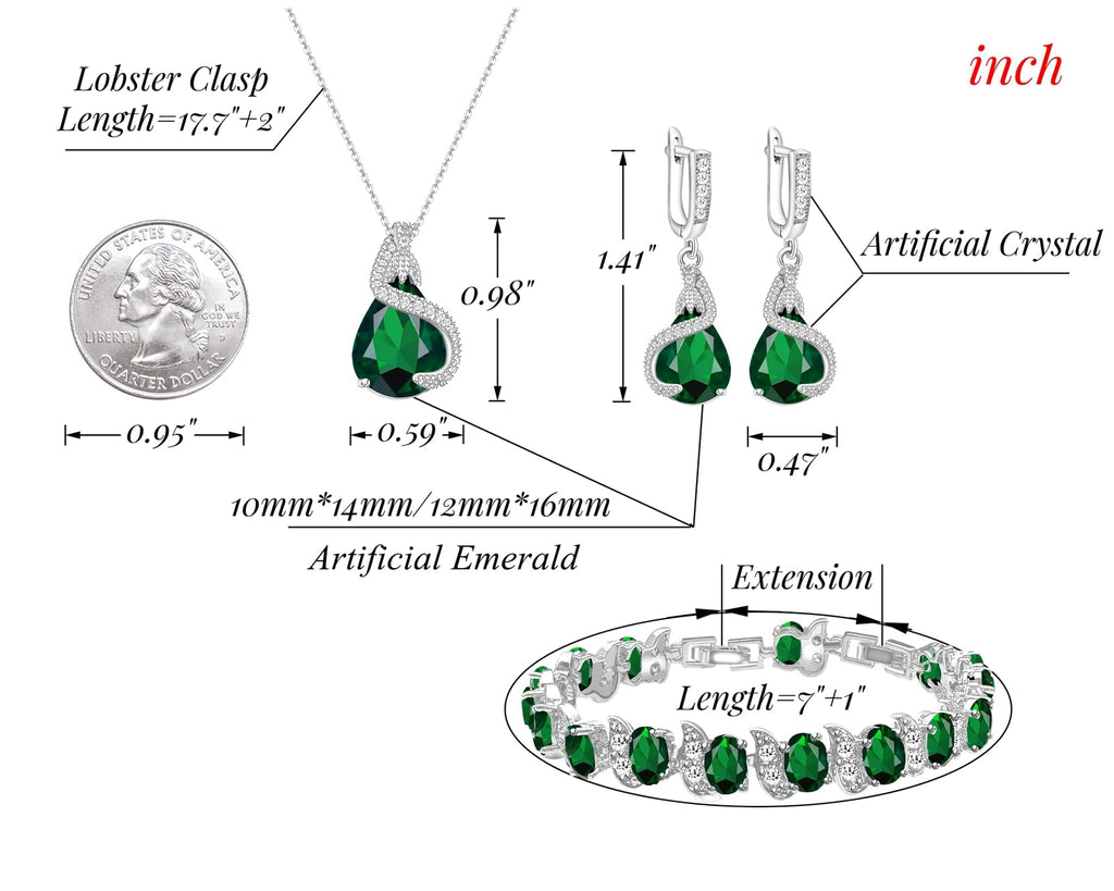 GZWHD Jewelry Set for Women Water Drop Cubic Zirconia Artificial Crystal Earrings Pendant Necklace Open Ring Tennis Bracelet Wedding Anniversary Birthday Engagement Gift for Bridesmaid Wife Girlfriend Friend