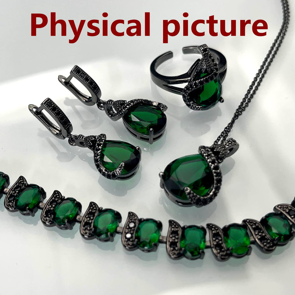 GZWHD Jewelry Set for Women Water Drop Cubic Zirconia Artificial Crystal Earrings Pendant Necklace Open Ring Tennis Bracelet Wedding Anniversary Birthday Engagement Gift for Bridesmaid Wife Girlfriend Friend