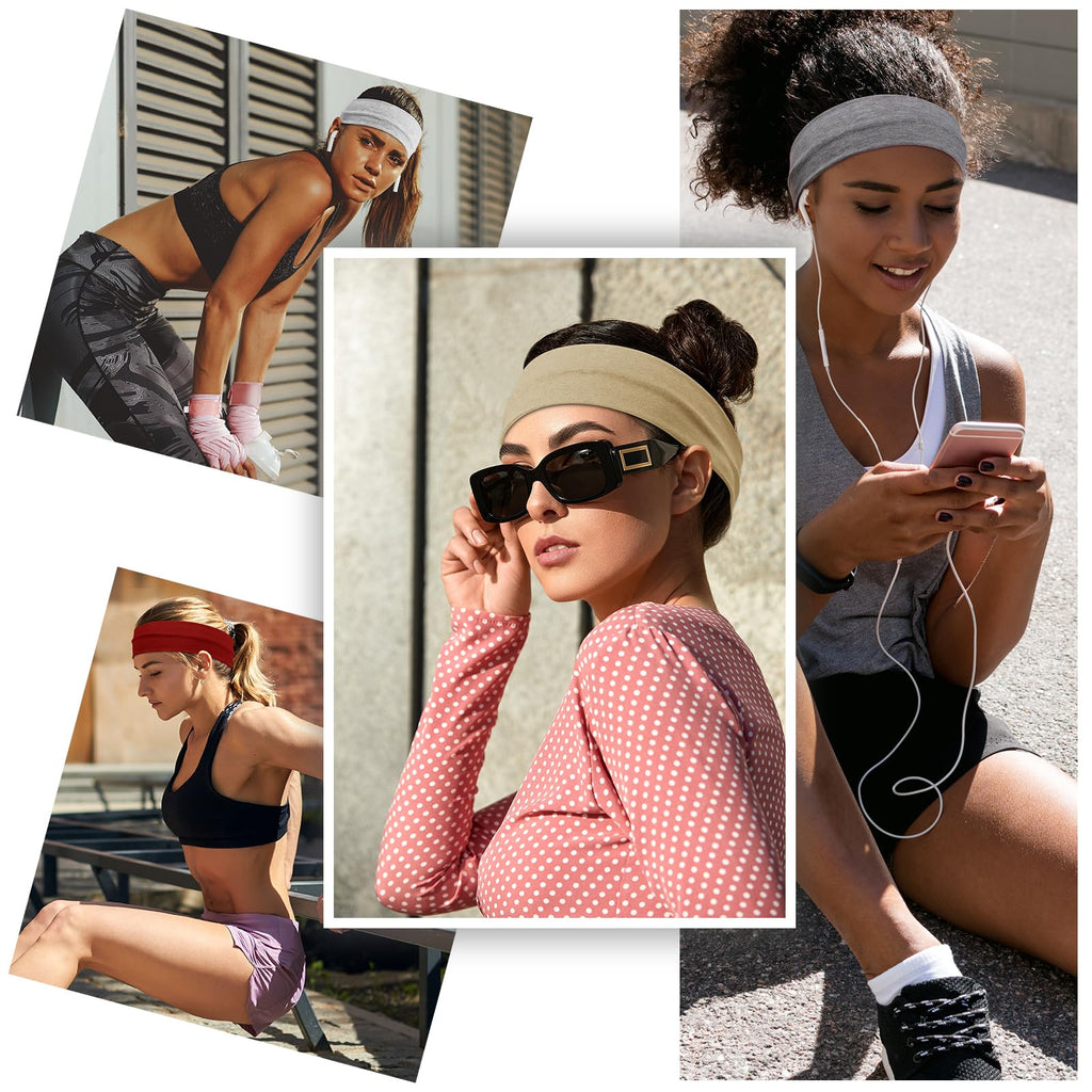 Headbands for Women – 16Pcs Cotton Cloth Headbands for Women's Hair Accessories, Non-Slip Sports Headband Bands & Hair Ties, Soft Fabric for Yoga, Running, Workout