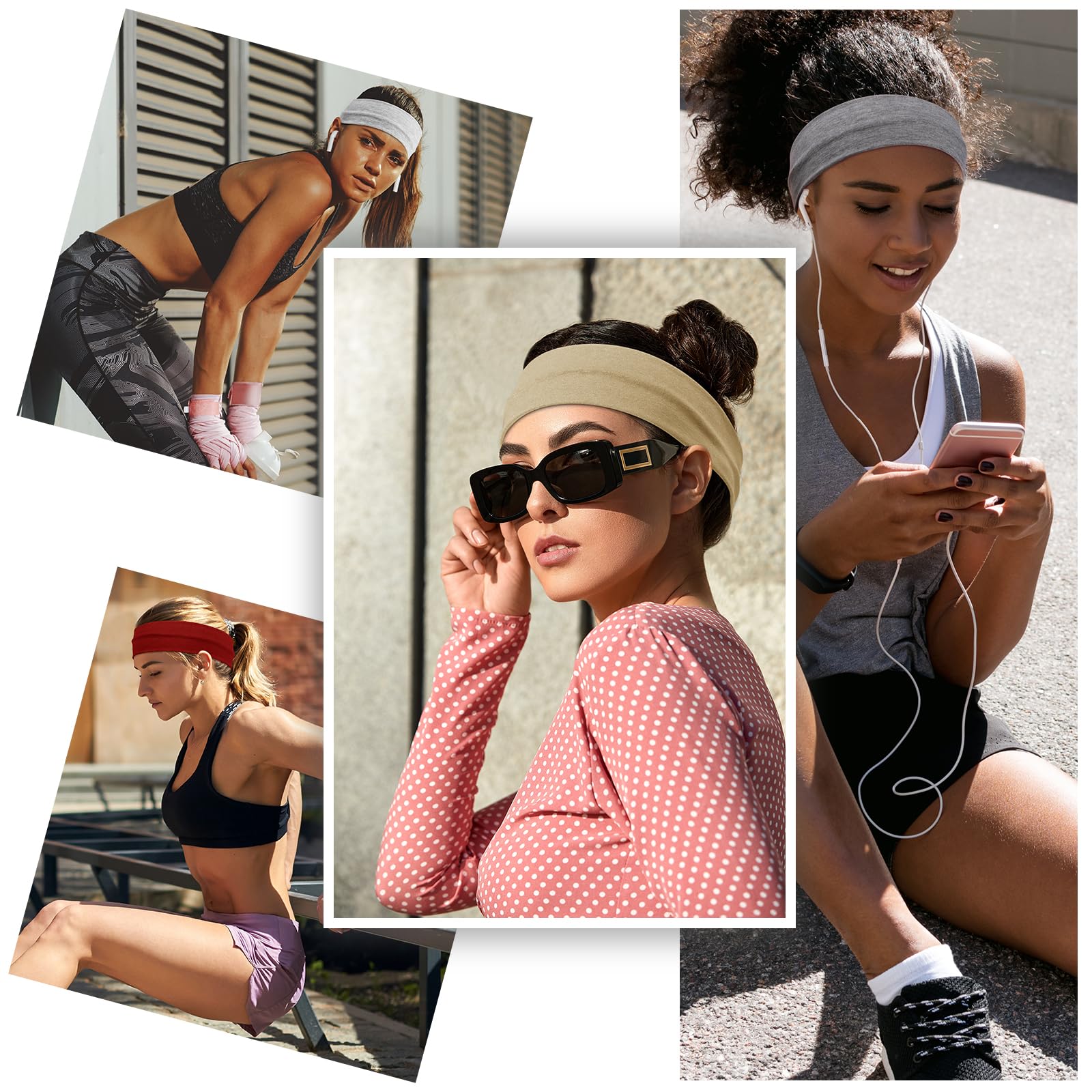 Headbands for Women – 16Pcs Cotton Cloth Headbands for Women's Hair Accessories, Non-Slip Sports Headband Bands & Hair Ties, Soft Fabric for Yoga, Running, Workout