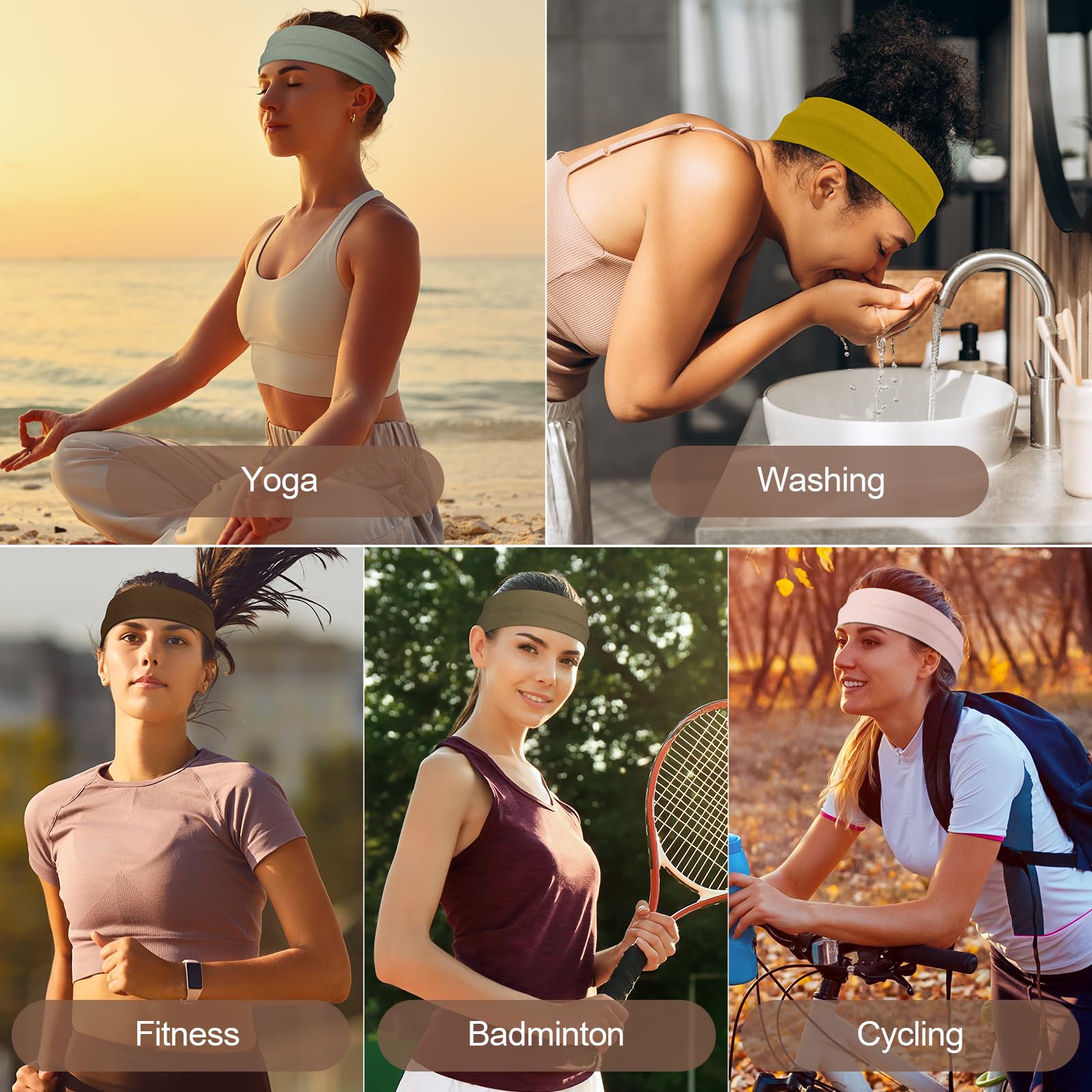 Headbands for Women – 16Pcs Cotton Cloth Headbands for Women's Hair Accessories, Non-Slip Sports Headband Bands & Hair Ties, Soft Fabric for Yoga, Running, Workout