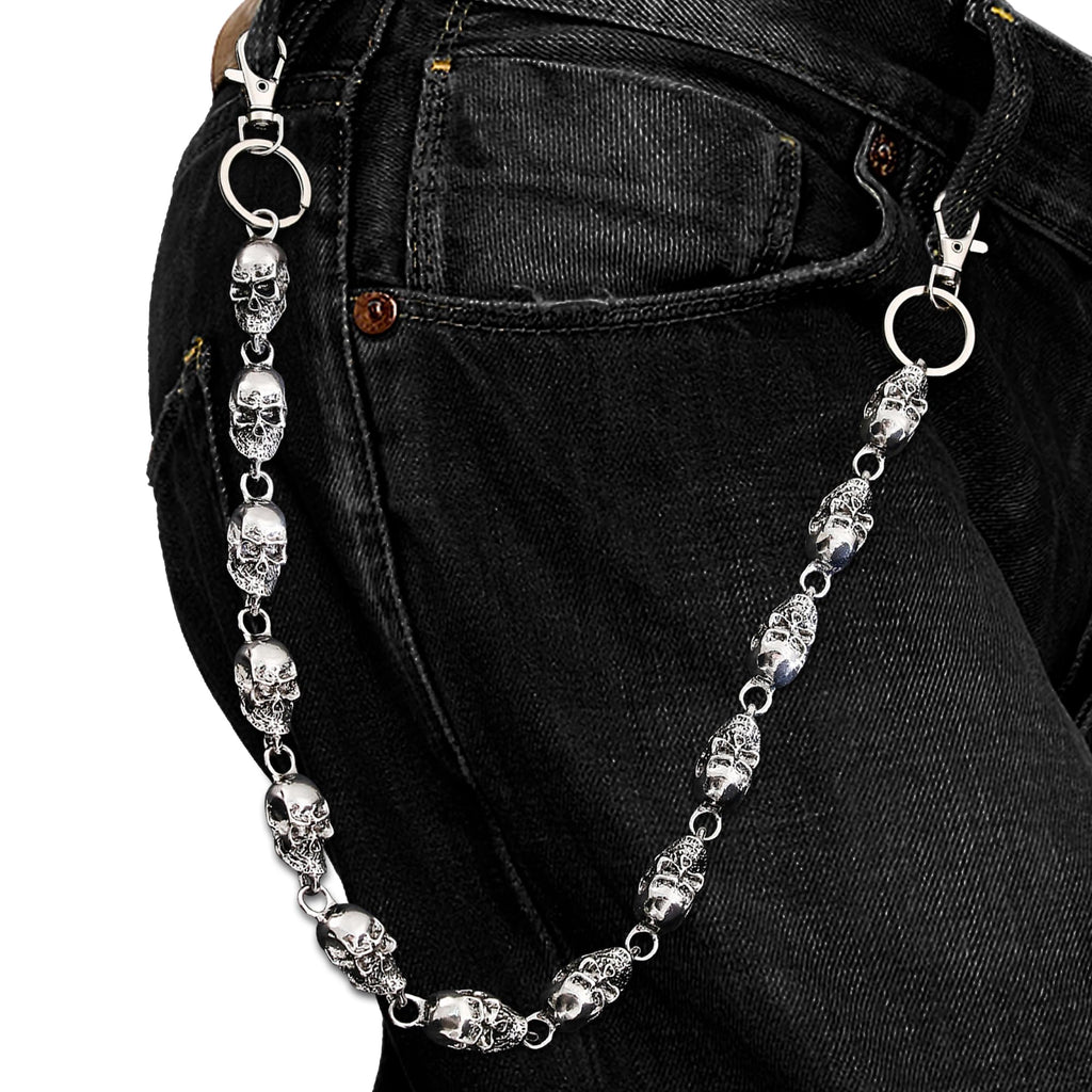 Pants Chain for Men Women,Biker Skull Chain Wallet,Long Cool EMO Punk Trousers Pocket Belt Key Chains for Hip Hop Rock Jean Gothic