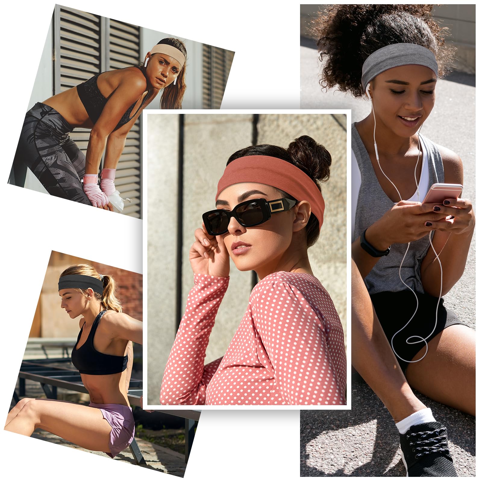 Headbands for Women – 16Pcs Cotton Cloth Headbands for Women's Hair Accessories, Non-Slip Sports Headband Bands & Hair Ties, Soft Fabric for Yoga, Running, Workout