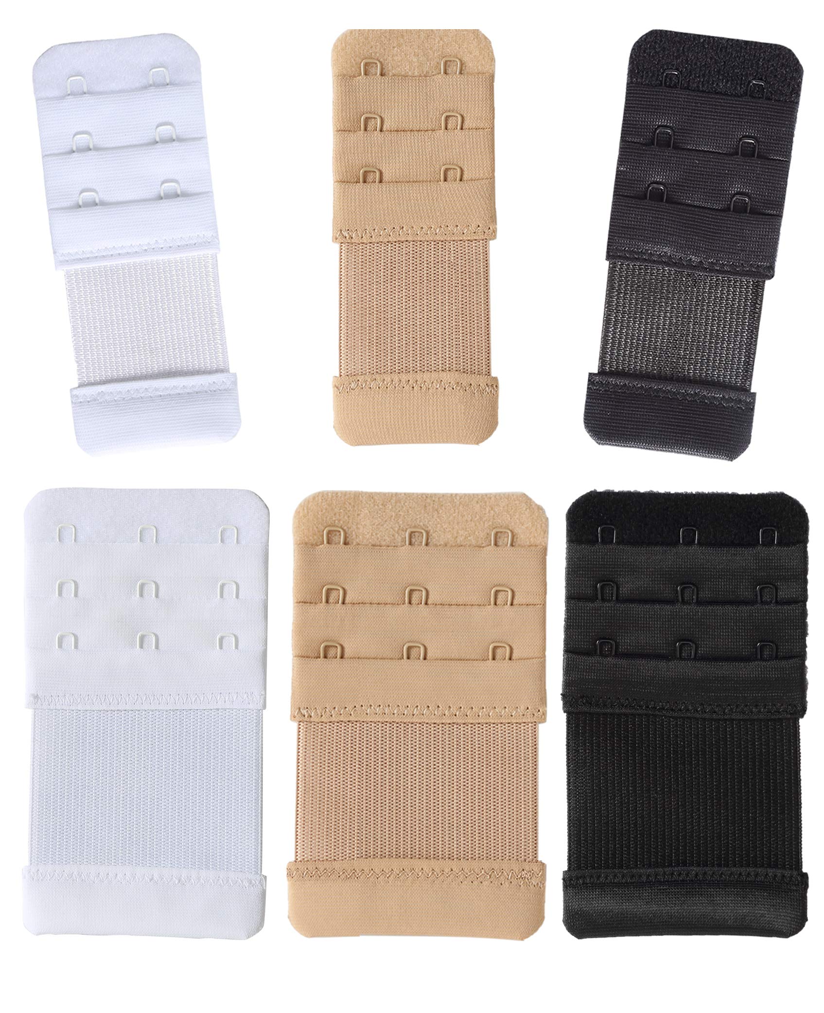 SAMGU Women's Bra Extenders 2 Hook / 3 Hook / 4 Hook / 5 Hook / 6 Hook, Soft Stretchy Back Bra Extension Strap