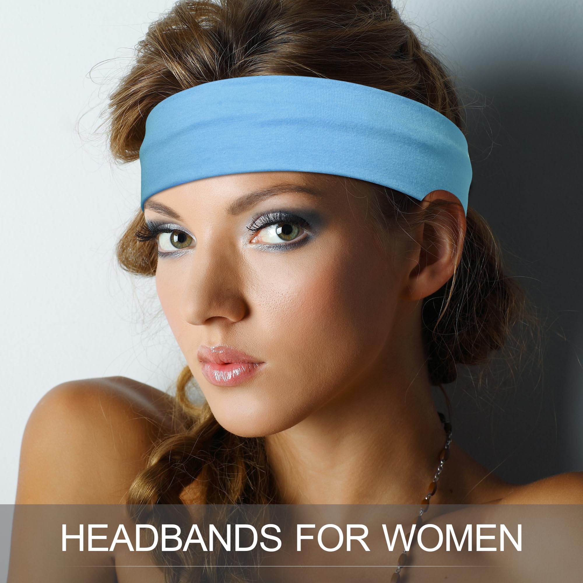 Headbands for Women – 16Pcs Cotton Cloth Headbands for Women's Hair Accessories, Non-Slip Sports Headband Bands & Hair Ties, Soft Fabric for Yoga, Running, Workout