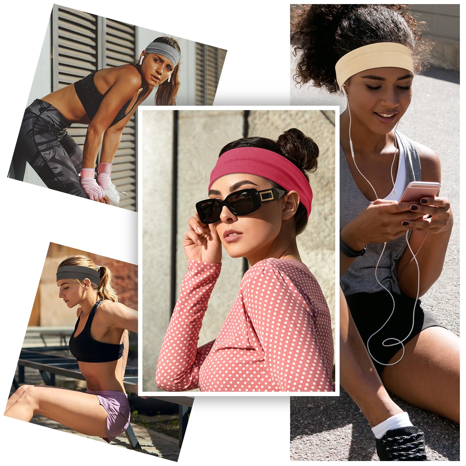 Headbands for Women – 16Pcs Cotton Cloth Headbands for Women's Hair Accessories, Non-Slip Sports Headband Bands & Hair Ties, Soft Fabric for Yoga, Running, Workout