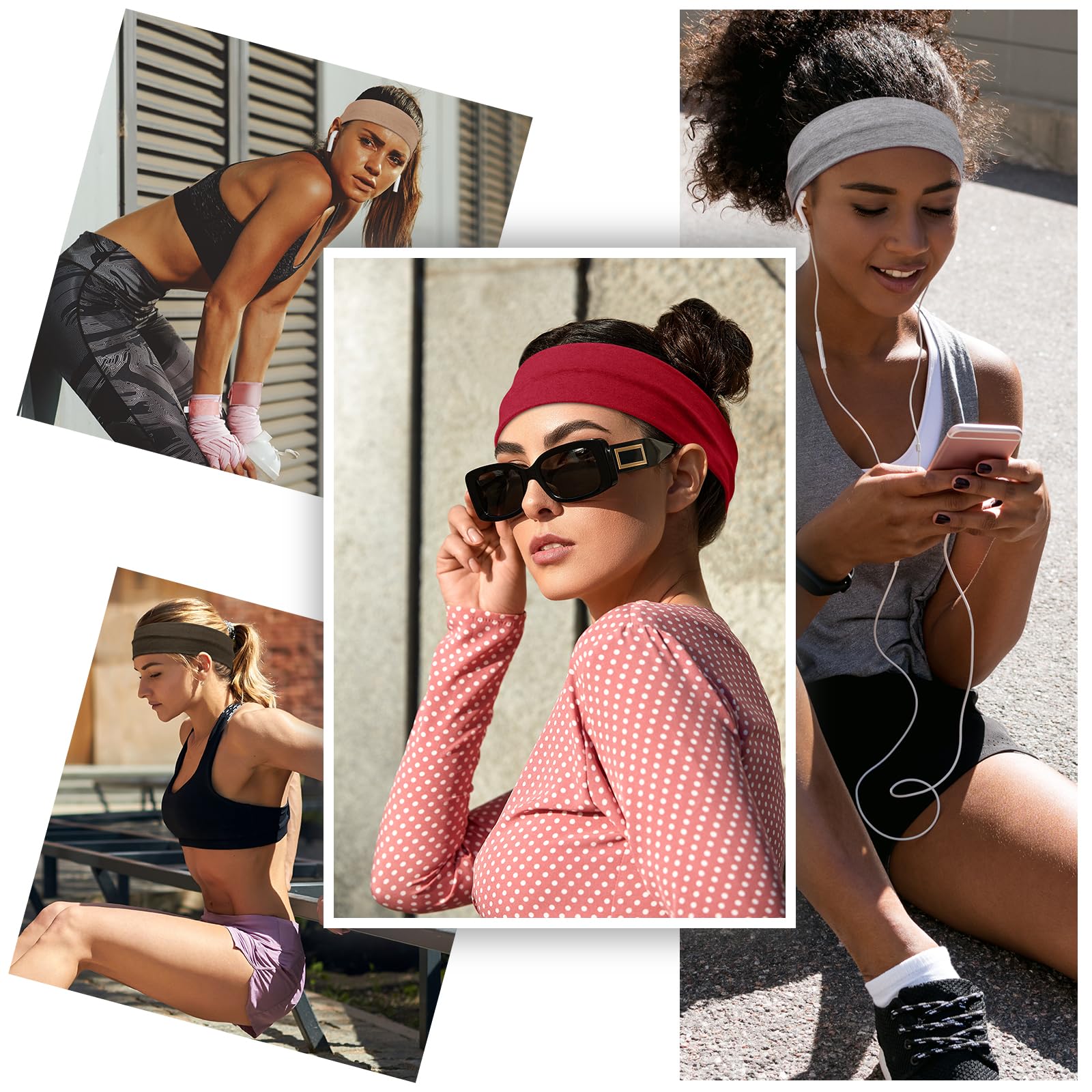 Headbands for Women – 16Pcs Cotton Cloth Headbands for Women's Hair Accessories, Non-Slip Sports Headband Bands & Hair Ties, Soft Fabric for Yoga, Running, Workout