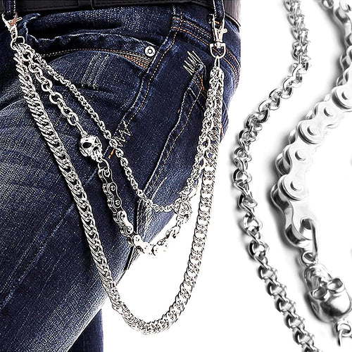 Pants Chain for Men Women,Biker Skull Chain Wallet,Long Cool EMO Punk Trousers Pocket Belt Key Chains for Hip Hop Rock Jean Gothic
