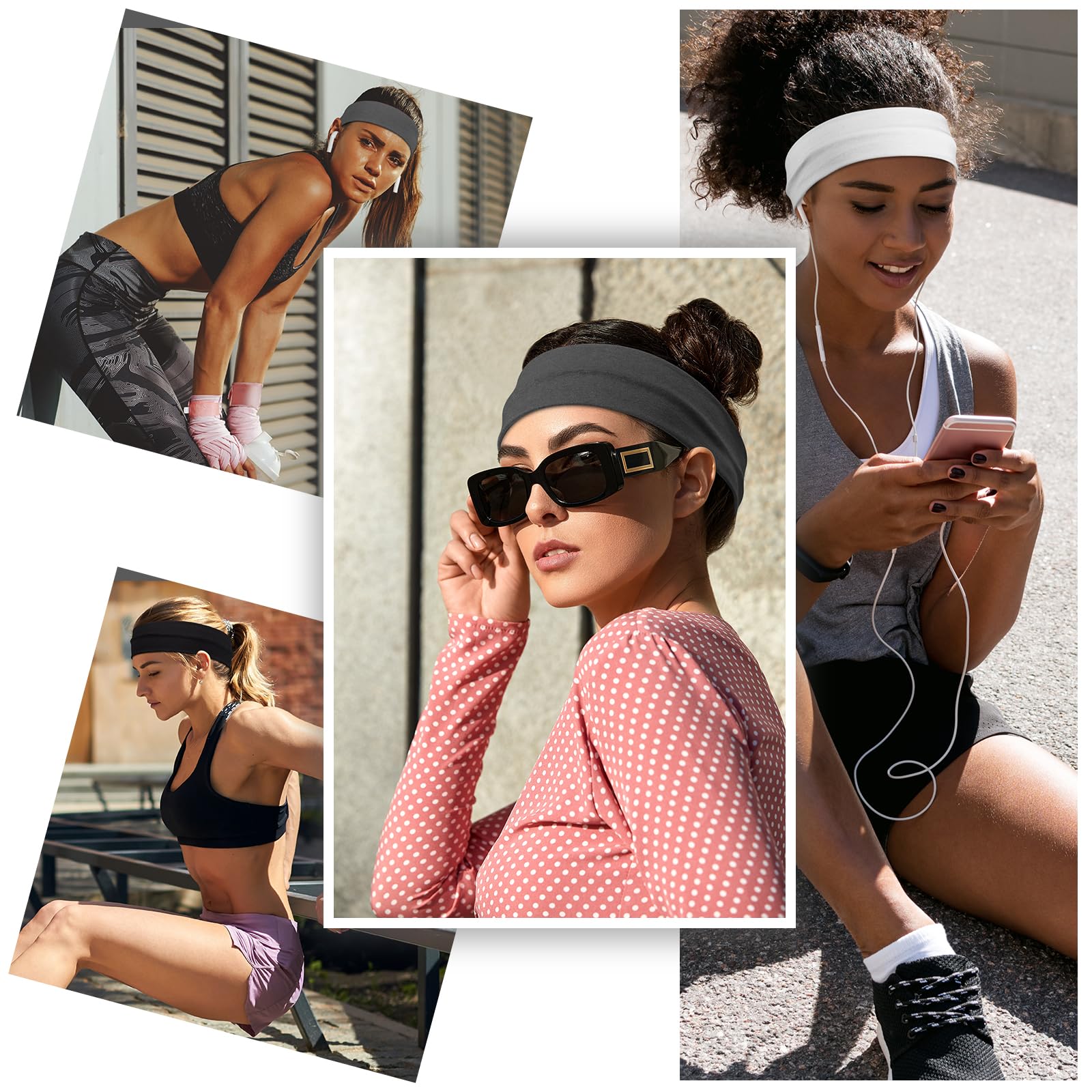 Headbands for Women – 16Pcs Cotton Cloth Headbands for Women's Hair Accessories, Non-Slip Sports Headband Bands & Hair Ties, Soft Fabric for Yoga, Running, Workout