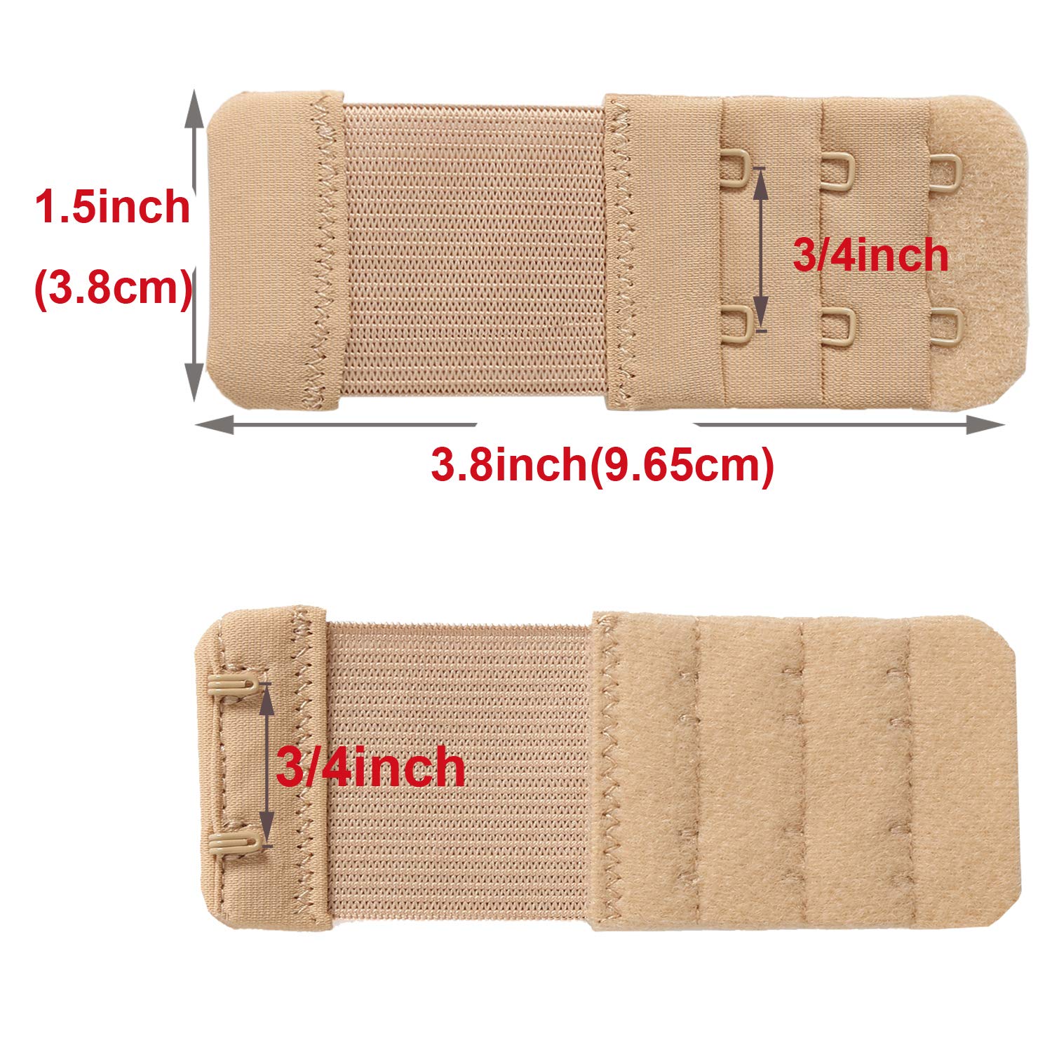 SAMGU Women's Bra Extenders 2 Hook / 3 Hook / 4 Hook / 5 Hook / 6 Hook, Soft Stretchy Back Bra Extension Strap