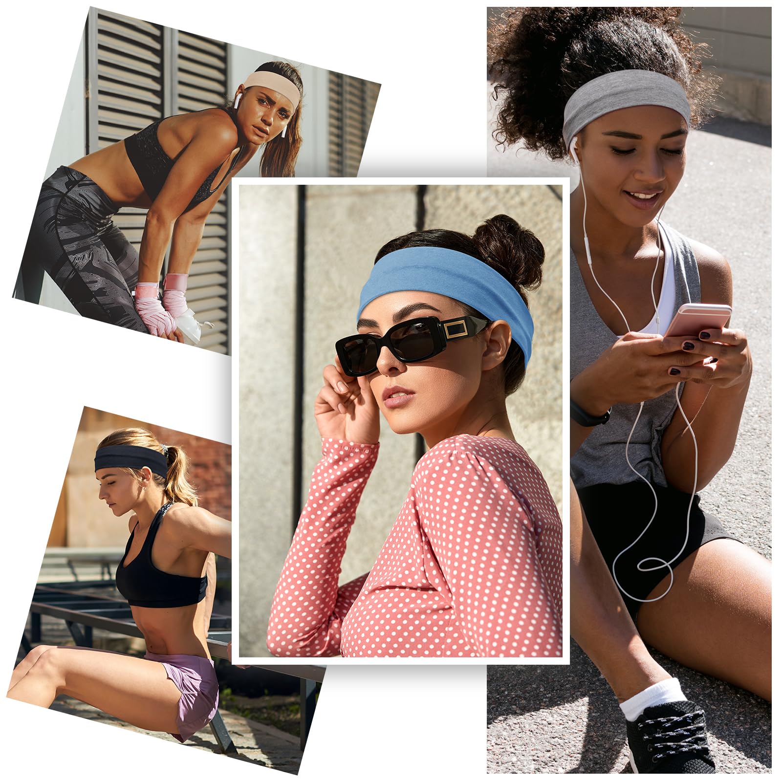 Headbands for Women – 16Pcs Cotton Cloth Headbands for Women's Hair Accessories, Non-Slip Sports Headband Bands & Hair Ties, Soft Fabric for Yoga, Running, Workout