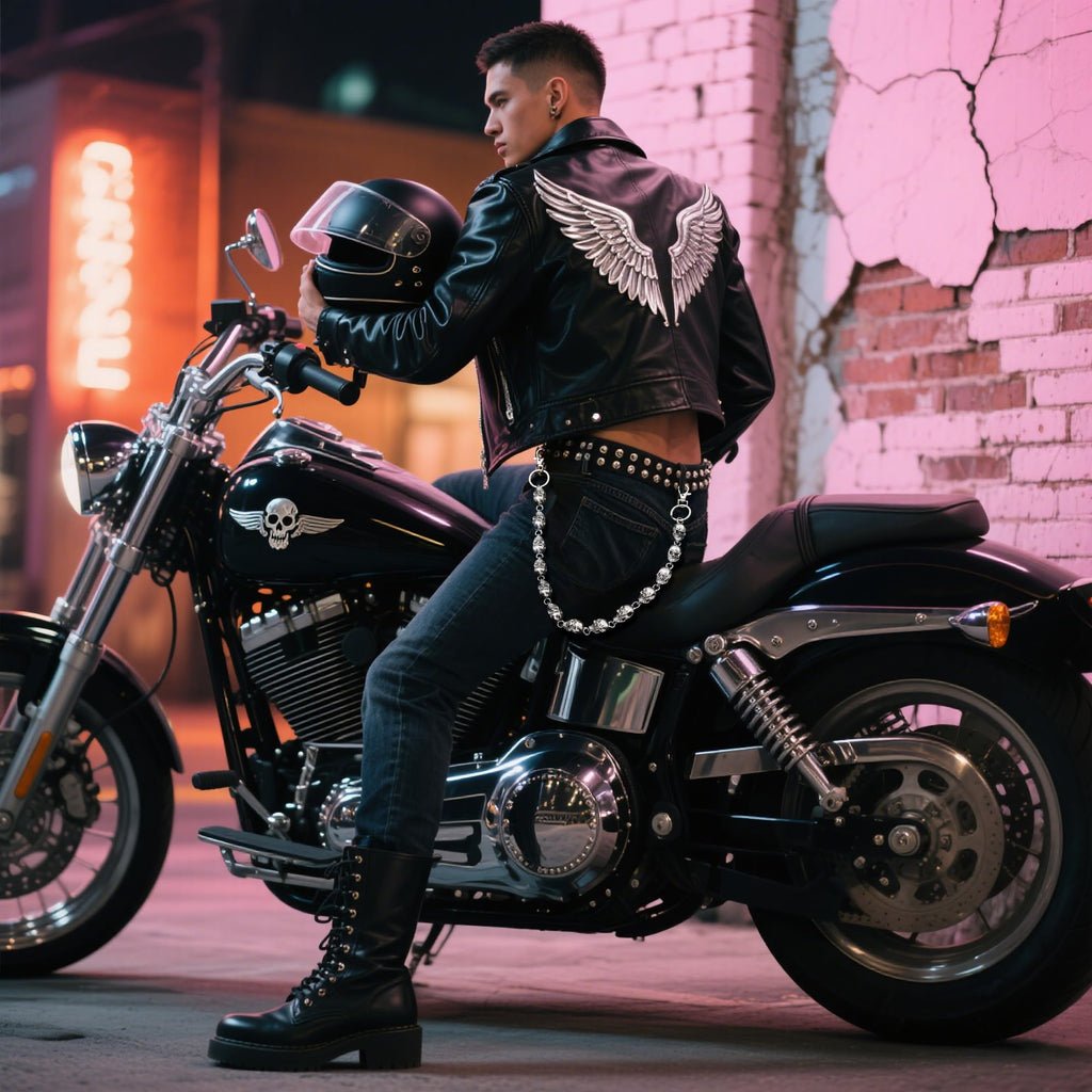 Pants Chain for Men Women,Biker Skull Chain Wallet,Long Cool EMO Punk Trousers Pocket Belt Key Chains for Hip Hop Rock Jean Gothic