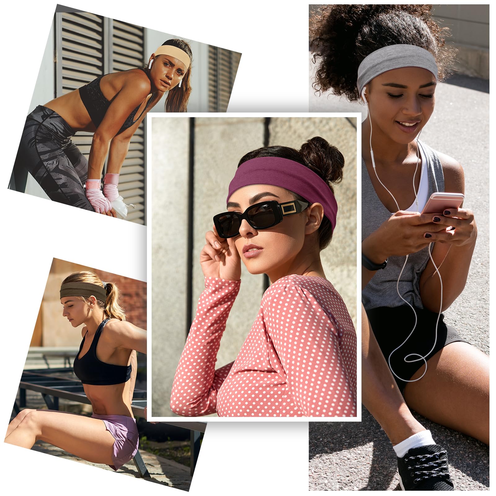 Headbands for Women – 16Pcs Cotton Cloth Headbands for Women's Hair Accessories, Non-Slip Sports Headband Bands & Hair Ties, Soft Fabric for Yoga, Running, Workout