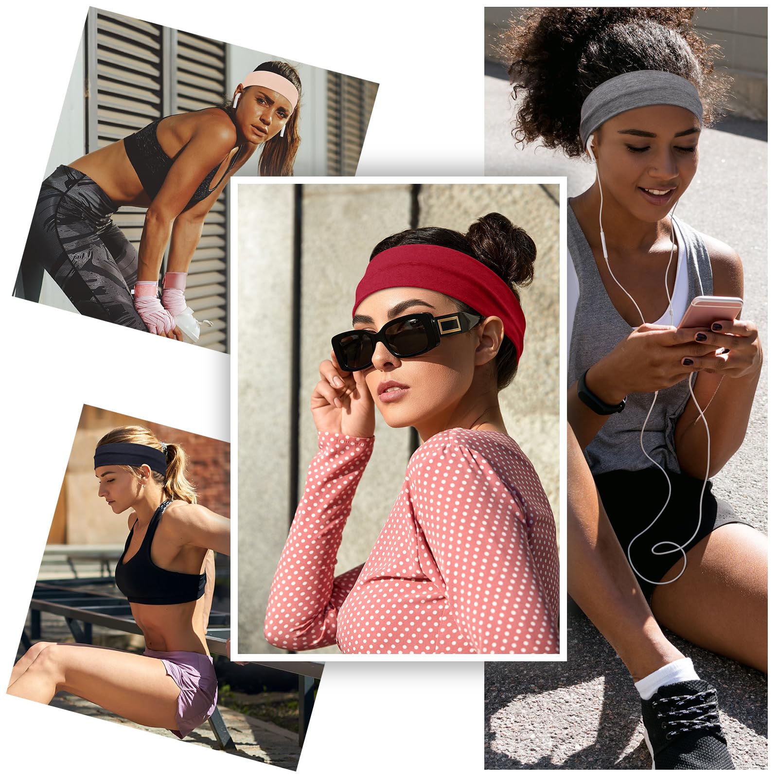 Headbands for Women – 16Pcs Cotton Cloth Headbands for Women's Hair Accessories, Non-Slip Sports Headband Bands & Hair Ties, Soft Fabric for Yoga, Running, Workout