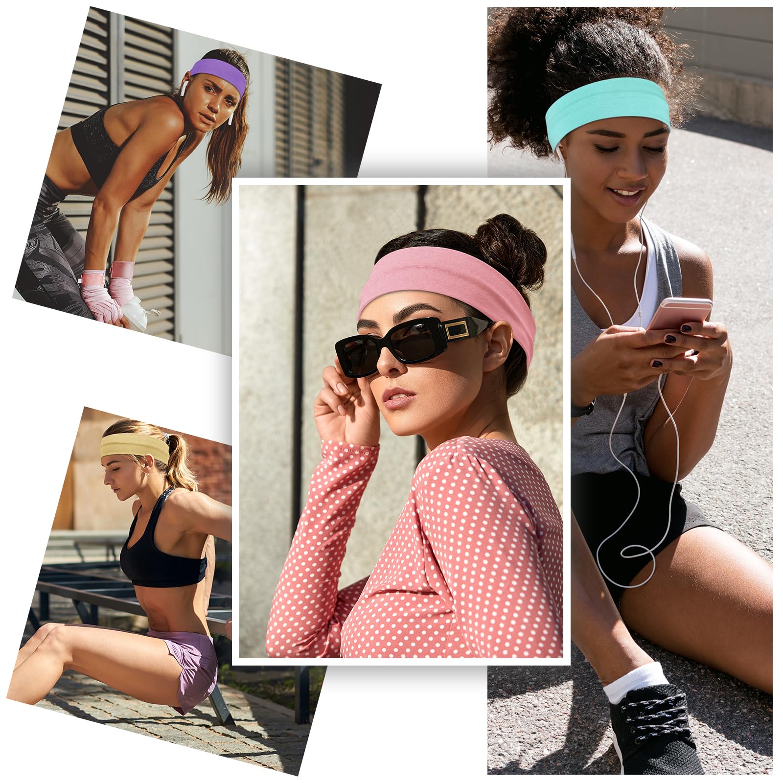 Headbands for Women – 16Pcs Cotton Cloth Headbands for Women's Hair Accessories, Non-Slip Sports Headband Bands & Hair Ties, Soft Fabric for Yoga, Running, Workout