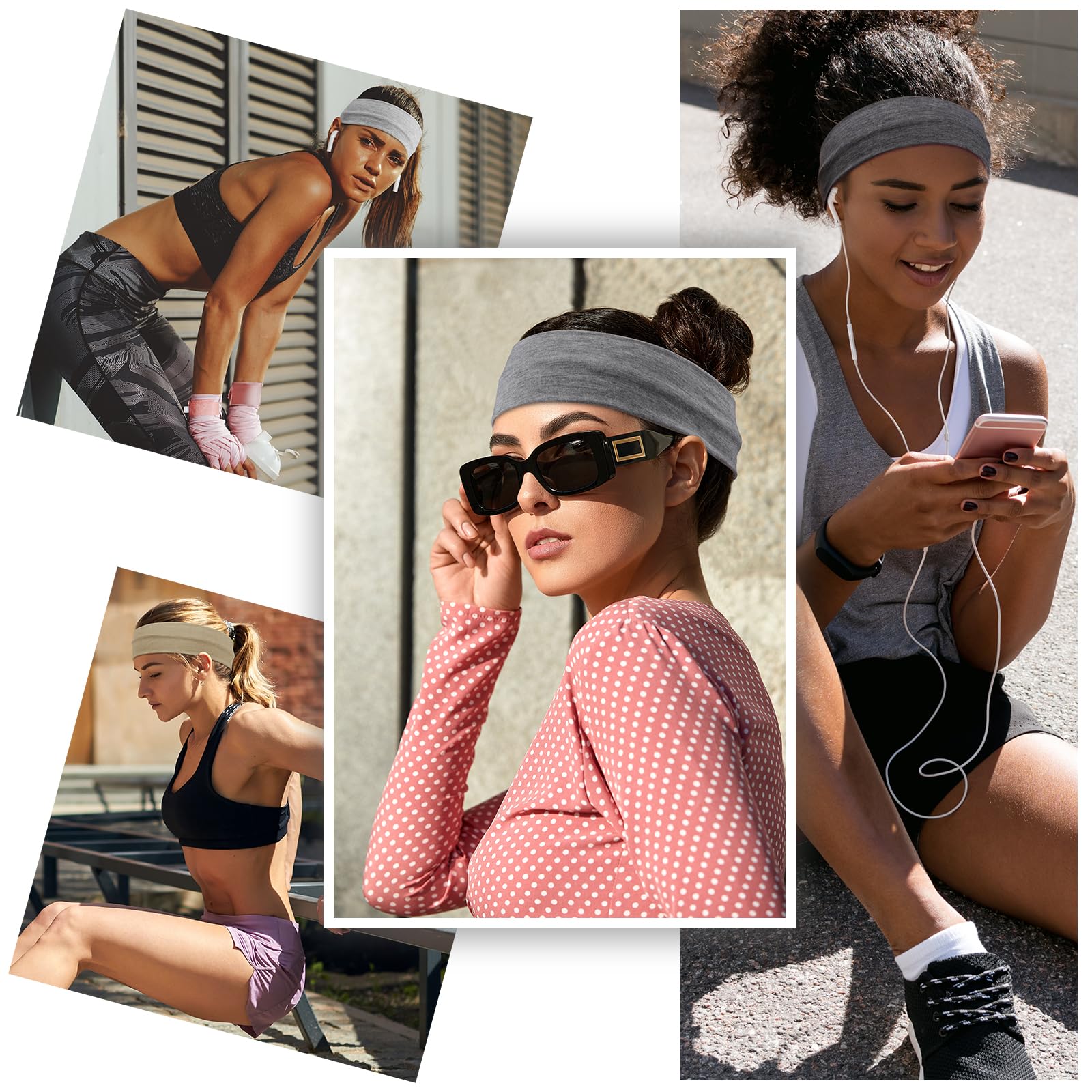 Headbands for Women – 16Pcs Cotton Cloth Headbands for Women's Hair Accessories, Non-Slip Sports Headband Bands & Hair Ties, Soft Fabric for Yoga, Running, Workout