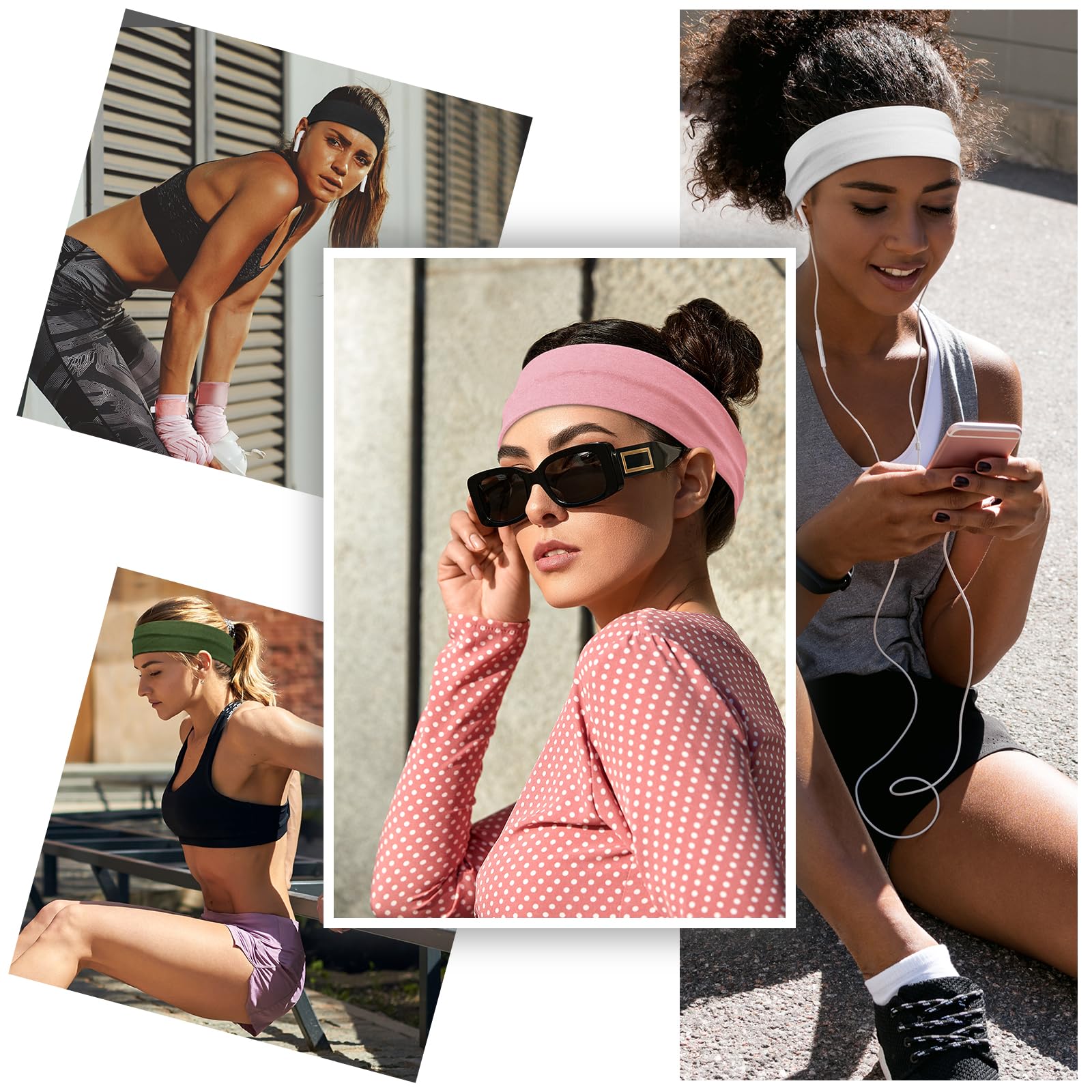 Headbands for Women – 16Pcs Cotton Cloth Headbands for Women's Hair Accessories, Non-Slip Sports Headband Bands & Hair Ties, Soft Fabric for Yoga, Running, Workout