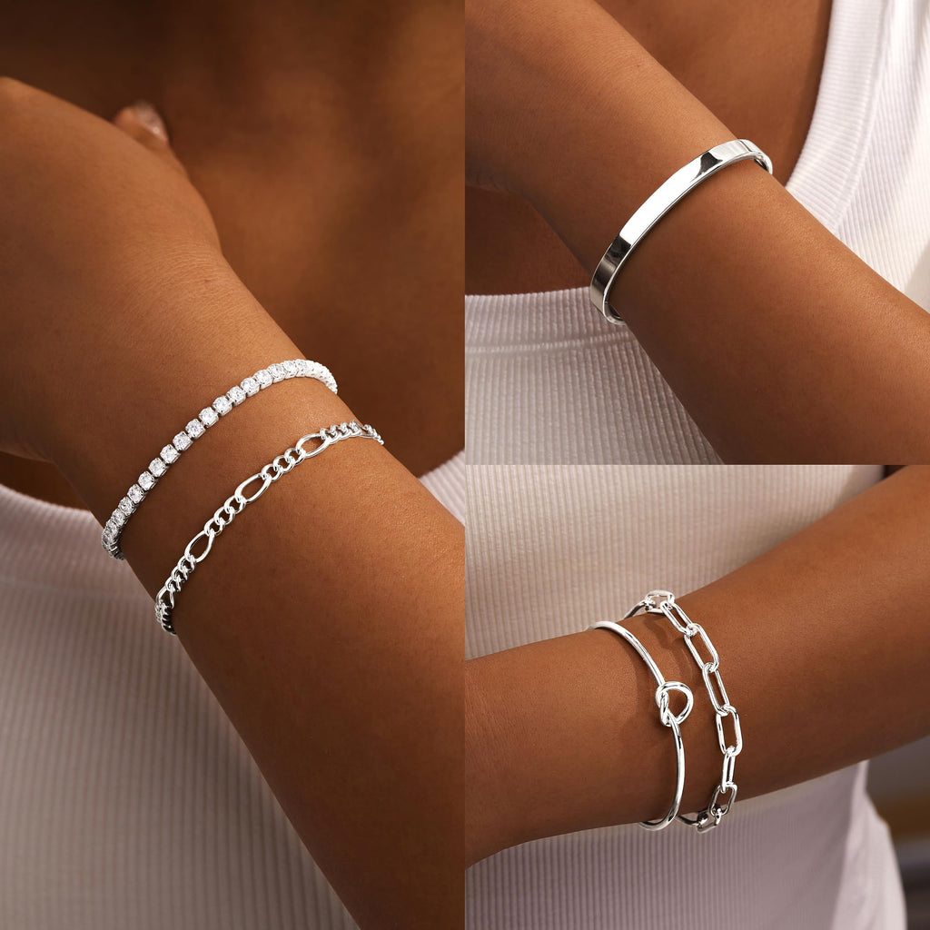 Gold Bracelets for Women Non Tarnish, 14K Gold Plated Chunky Cuff Bracelet Gold Bangles Bracelet for Women Trendy Tie Knot Cuban Rope Paperclip Beaded Bracelet Stack Jewelry Gifts